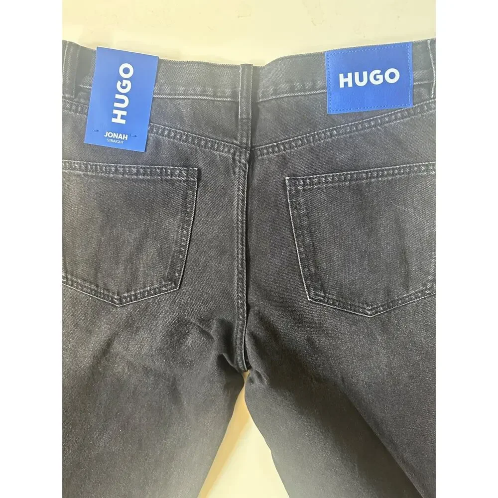 HUGO Boss Jonah Straight Button Fly Jeans Men's 32 x 32 Black Denim NWT